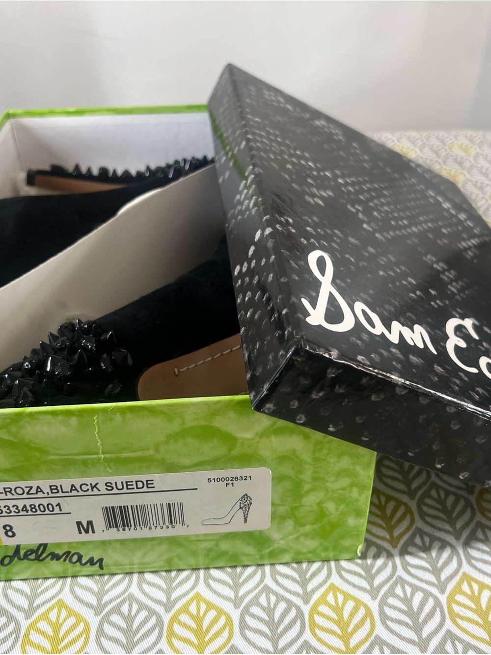 Sam Edelman Black Studded Suede Platform Pumps - Picture 9 of 10